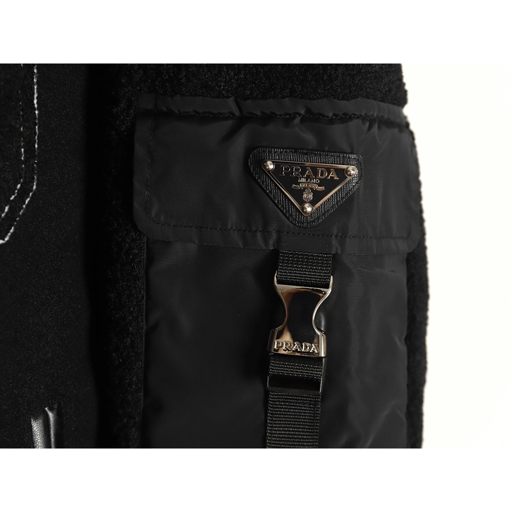 Prada lambswool patchwork baseball jacket,Prada Jacket,Jacket,APPAREL