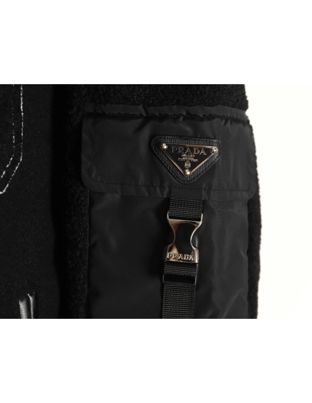 Prada lambswool patchwork baseball jacket,Prada Jacket,Jacket,APPAREL