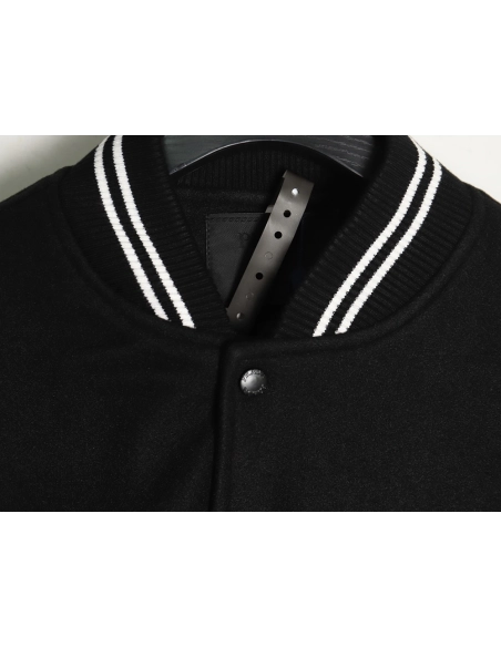 Prada lambswool patchwork baseball jacket,Prada Jacket,Jacket,APPAREL