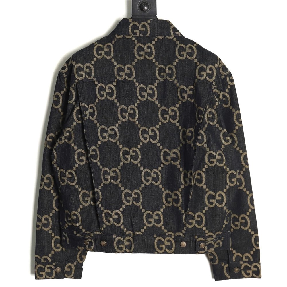Gucci classic pineapple double G jacquard denim jacket,Gucci Jacket,Jacket,APPAREL