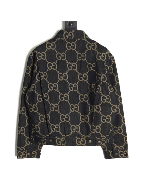 Gucci classic pineapple double G jacquard denim jacket,Gucci Jacket,Jacket,APPAREL
