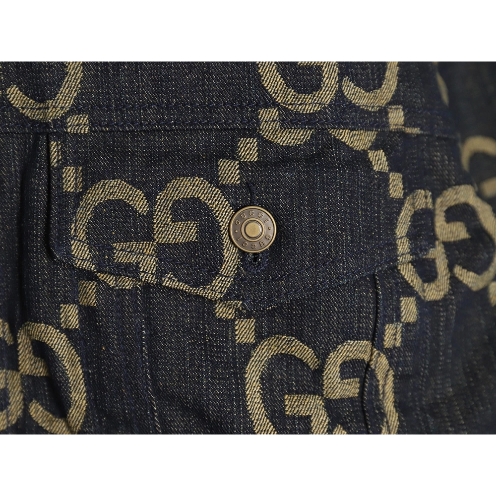 Gucci classic pineapple double G jacquard denim jacket,Gucci Jacket,Jacket,APPAREL