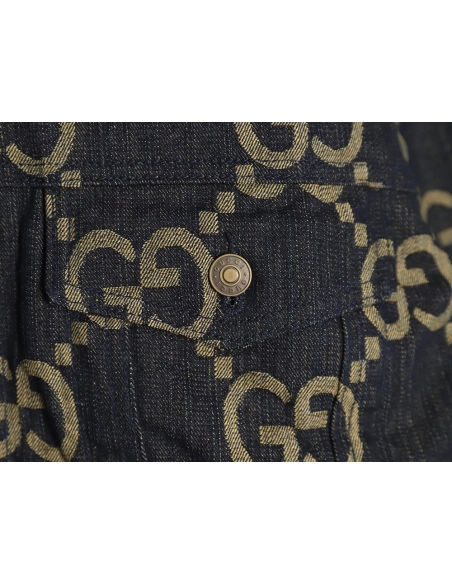 Gucci classic pineapple double G jacquard denim jacket,Gucci Jacket,Jacket,APPAREL