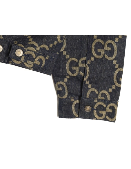 Gucci classic pineapple double G jacquard denim jacket,Gucci Jacket,Jacket,APPAREL