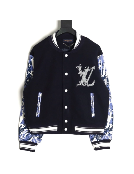 Louis Vuitton presbyopic patchwork baseball jacket,Louis Vuitton Jacket,Jacket,APPAREL