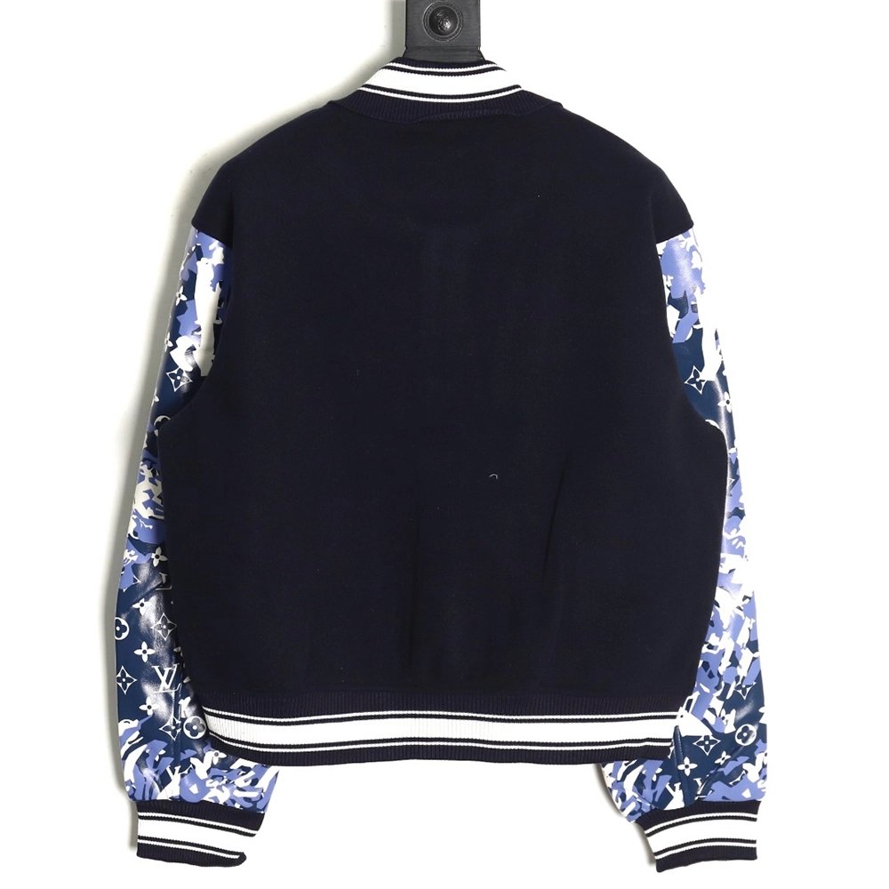 Louis Vuitton presbyopic patchwork baseball jacket,Louis Vuitton Jacket,Jacket,APPAREL