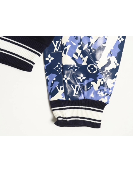 Louis Vuitton presbyopic patchwork baseball jacket,Louis Vuitton Jacket,Jacket,APPAREL