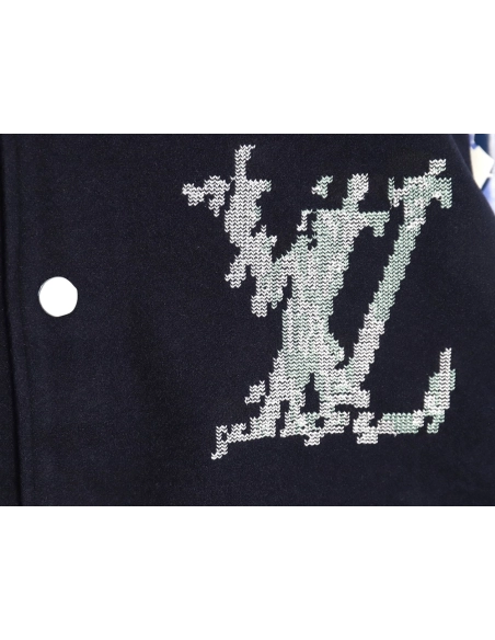 Louis Vuitton presbyopic patchwork baseball jacket,Louis Vuitton Jacket,Jacket,APPAREL