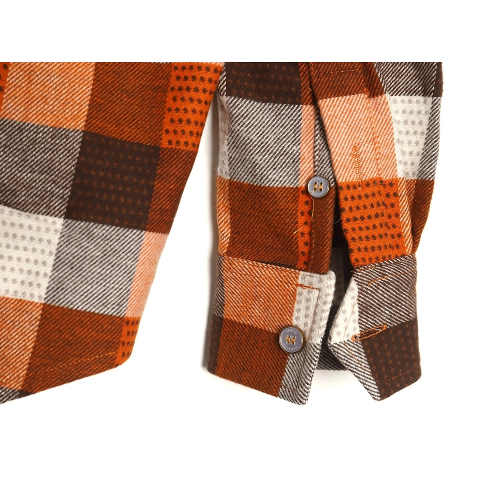 Louis Vuitton Orange Checkerboard Jacquard Flannel Shirt,Louis Vuitton Shirt,Shirt,APPAREL