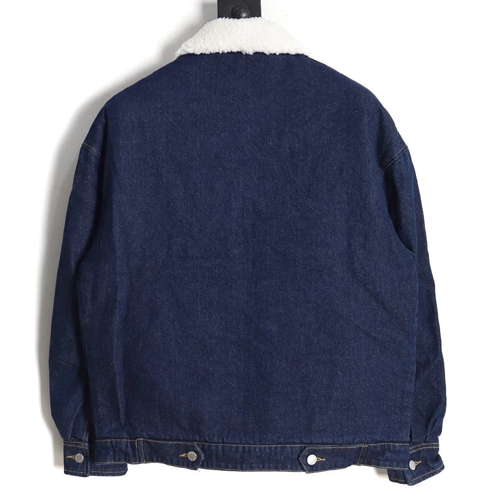 Prada denim lambswool lapel jacket,Prada Jacket,Jacket,APPAREL