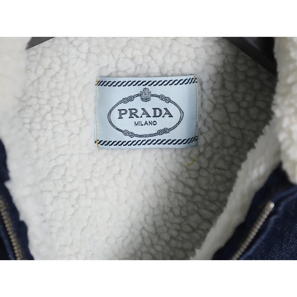 Prada denim lambswool lapel jacket,Prada Jacket,Jacket,APPAREL