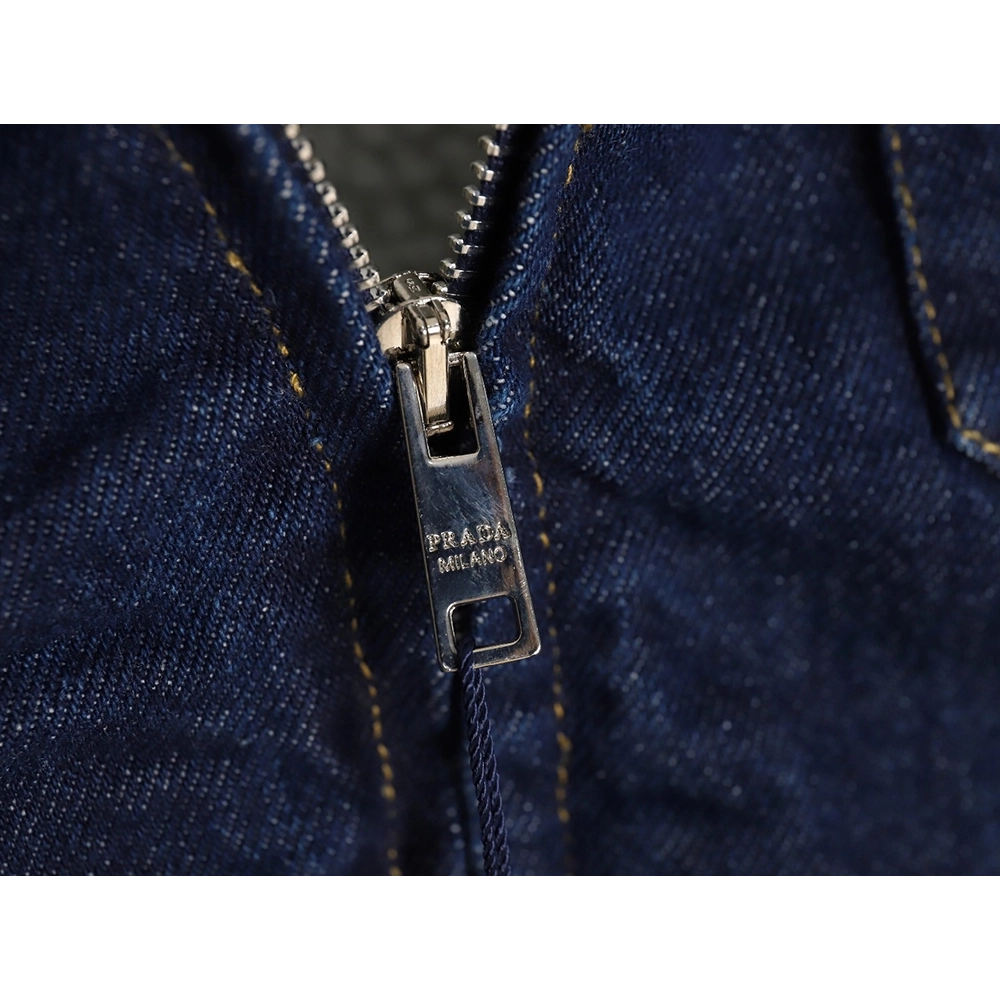 Prada denim lambswool lapel jacket,Prada Jacket,Jacket,APPAREL