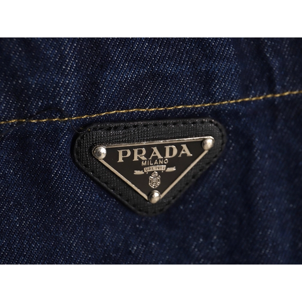 Prada denim lambswool lapel jacket,Prada Jacket,Jacket,APPAREL