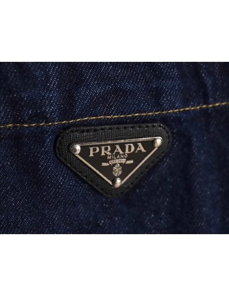 Prada denim lambswool lapel jacket,Prada Jacket,Jacket,APPAREL