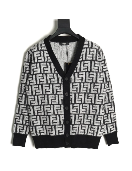 Fendi FF jacquard sweater cardigan,Fendi Jacket,Jacket,APPAREL