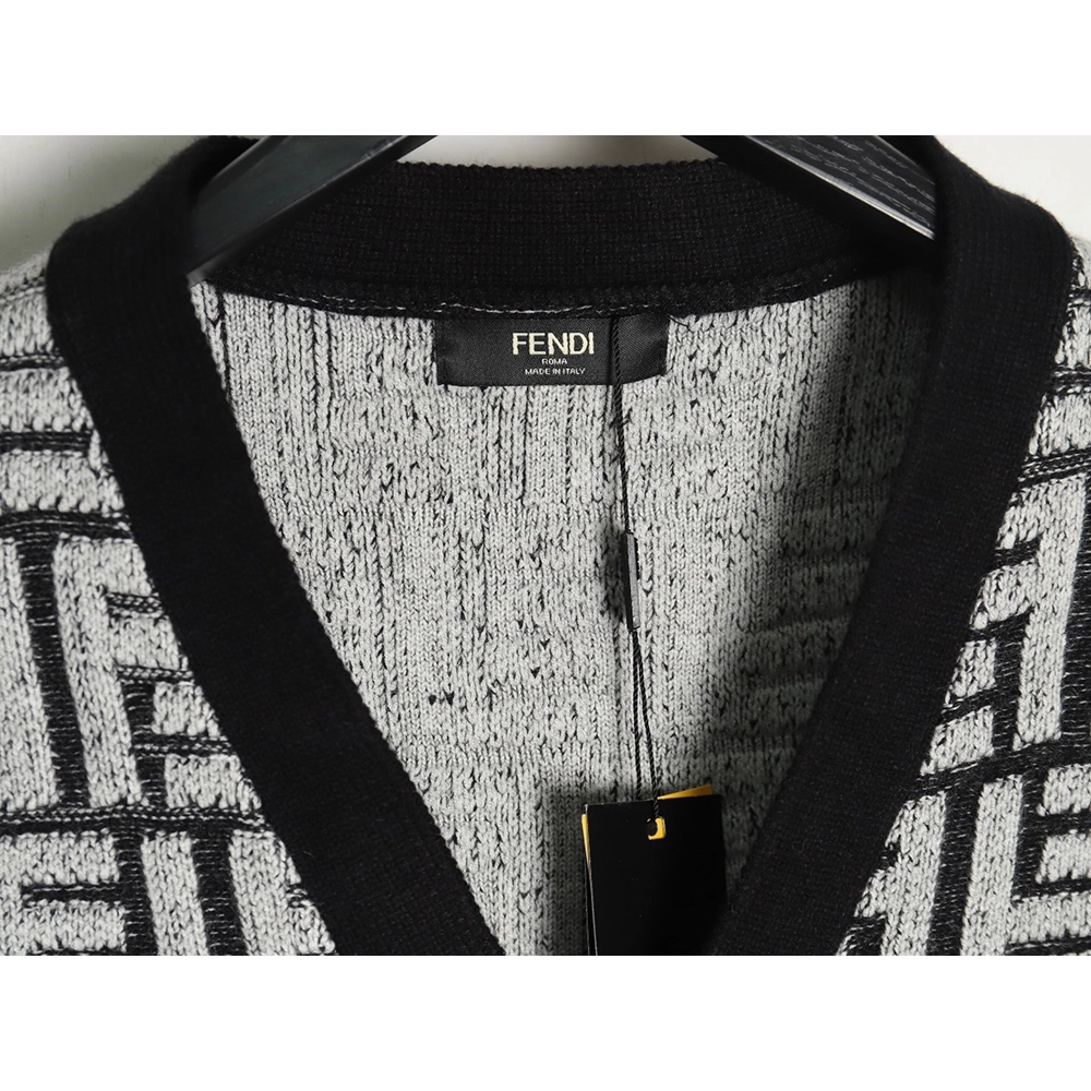Fendi FF jacquard sweater cardigan,Fendi Jacket,Jacket,APPAREL