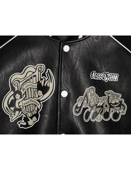 Louis Vuitton printed leather baseball jacket,Louis Vuitton Jacket,Jacket,APPAREL