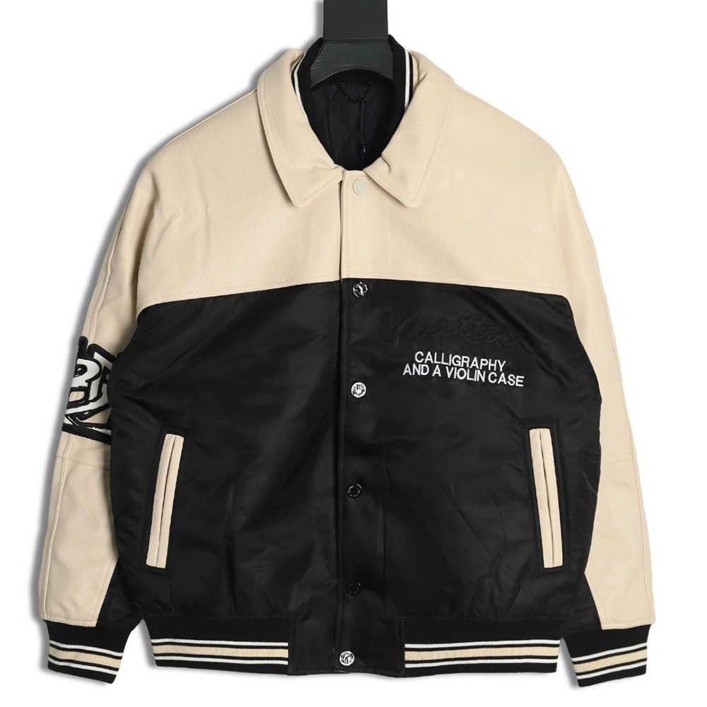 Louis Vuitton contrast color stitching baseball jacket,Louis Vuitton Jacket,Jacket,APPAREL