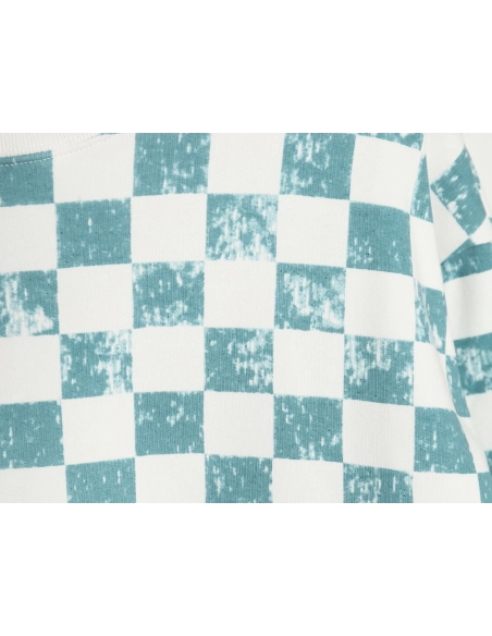 Louis Vuitton White and green checkerboard fleece crew neck sweatshirt,Louis Vuitton Sweatshirt,Low Price High quality,legit sel