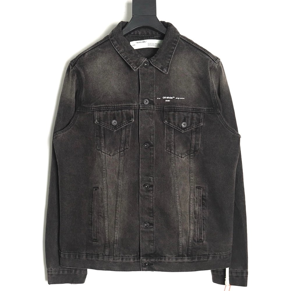 Off white yellow tape denim jacket,Off White Jacket,Jacket,APPAREL