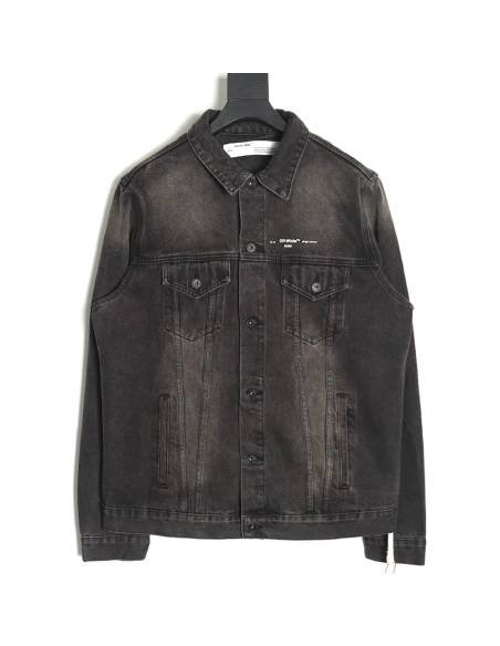 Off white yellow tape denim jacket,Off White Jacket,Jacket,APPAREL