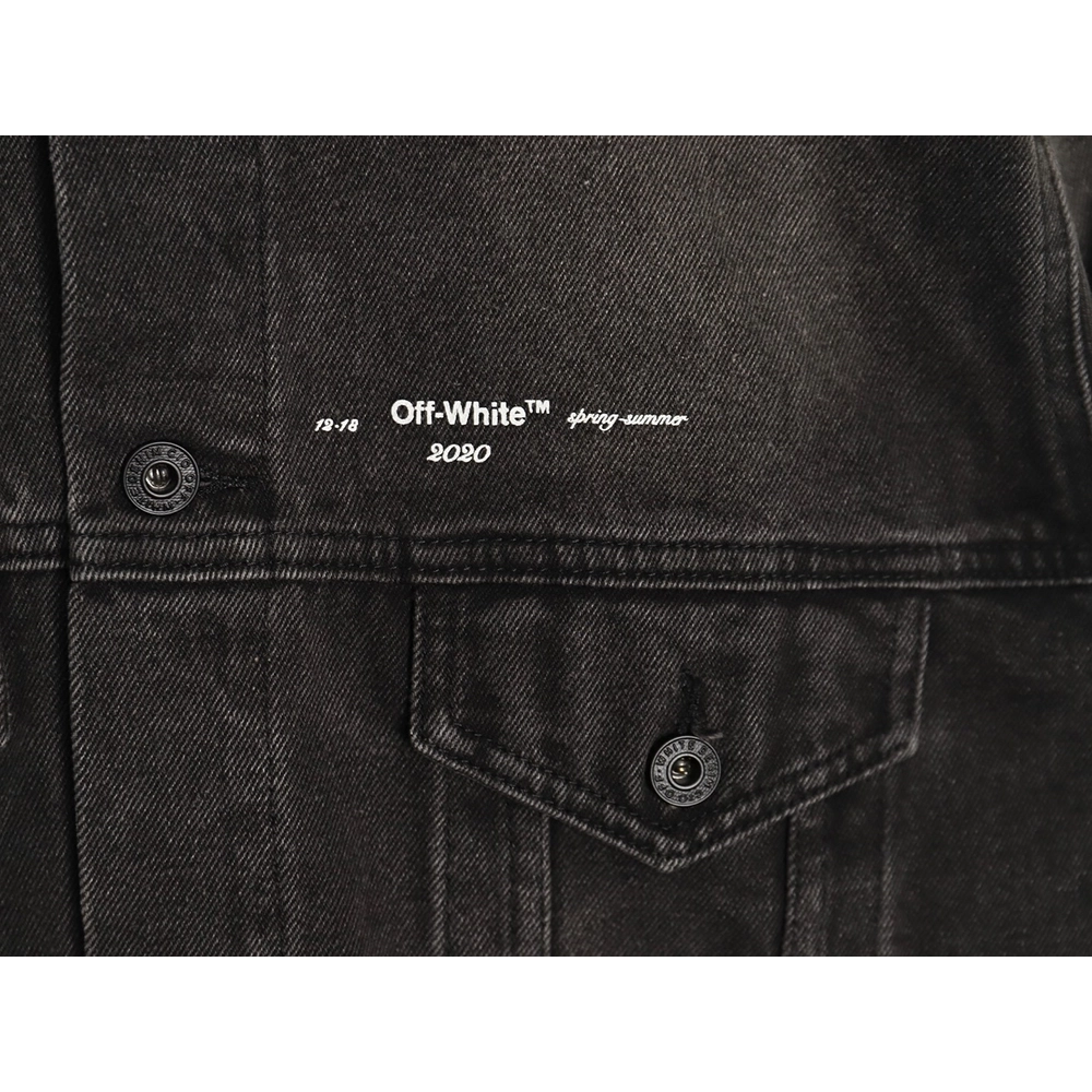 Off white yellow tape denim jacket,Off White Jacket,Jacket,APPAREL