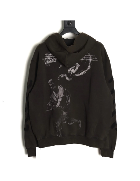 Off white washed old man print hoodie,Off White Hoodie,Hoodie,APPAREL