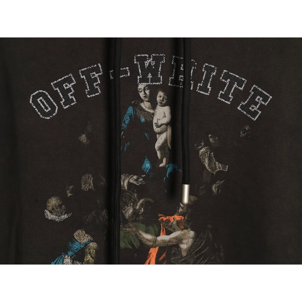 Off white washed religious hoodie,Off White Hoodie,Hoodie,APPAREL