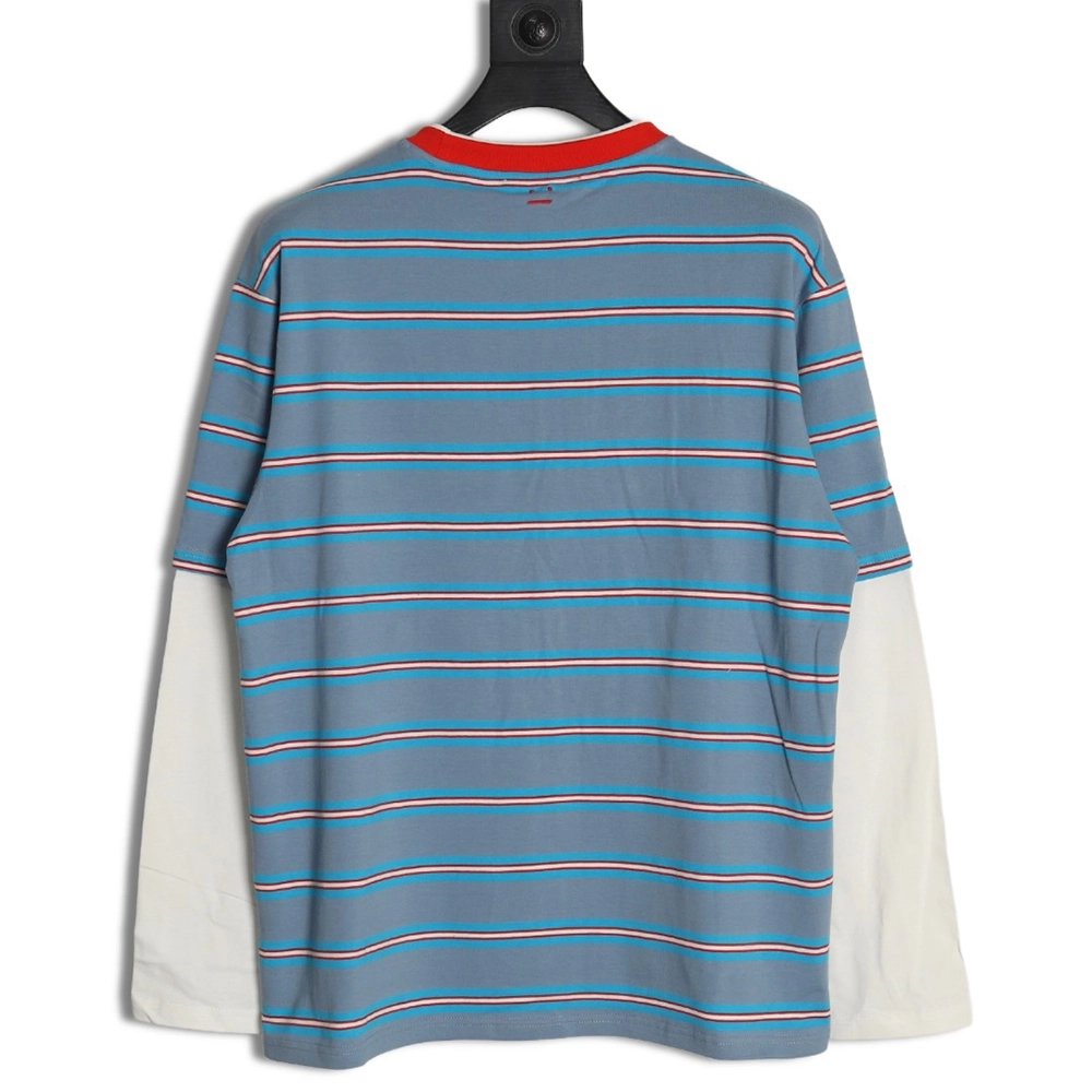 Acne Studios blue striped fake twopiece smiley longsleeved Tshirt,Acne Studios T Shirt,Tshirt,APPAREL