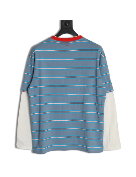 Acne Studios blue striped fake twopiece smiley longsleeved Tshirt,Acne Studios T Shirt,Tshirt,APPAREL