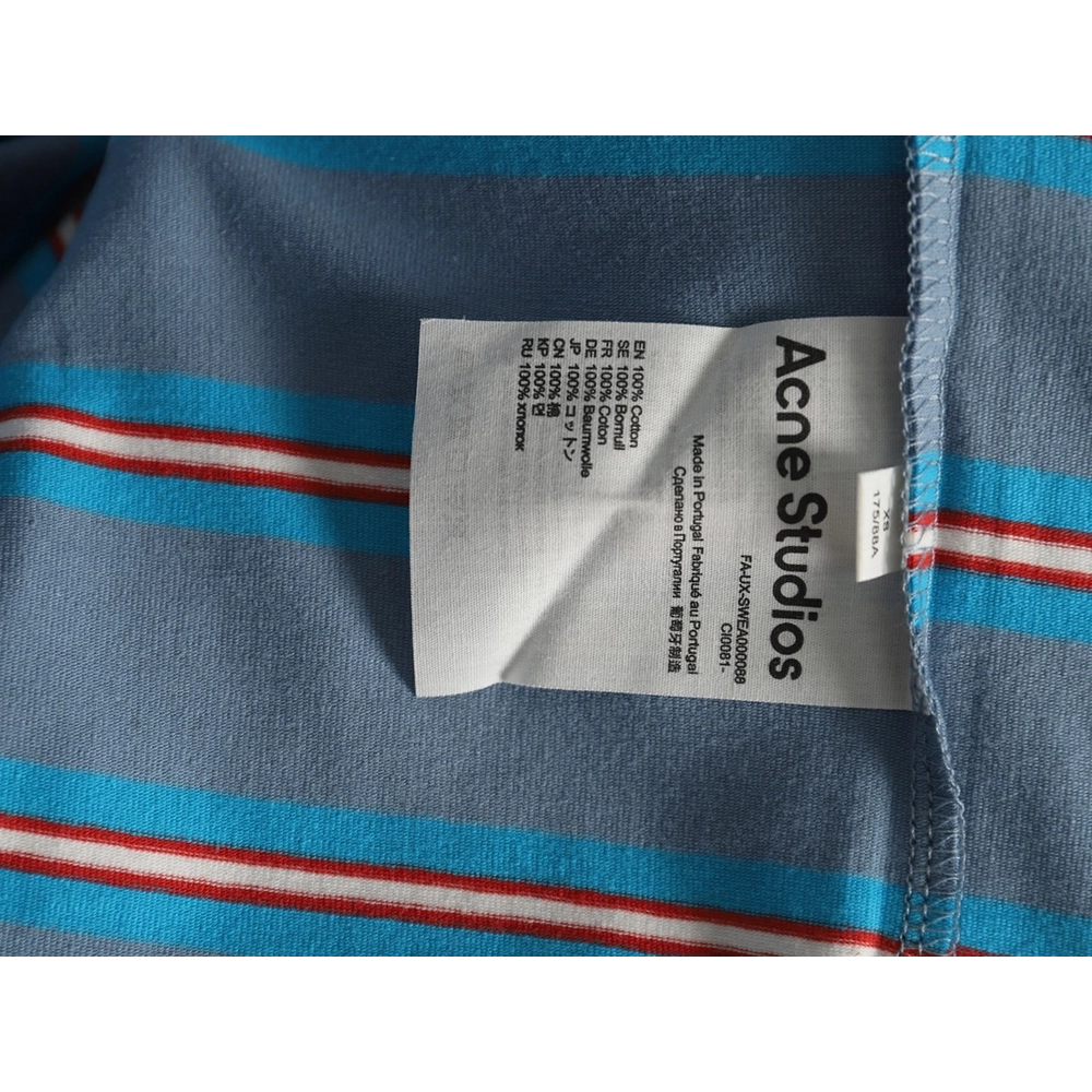 Acne Studios blue striped fake twopiece smiley longsleeved Tshirt,Acne Studios T Shirt,Tshirt,APPAREL