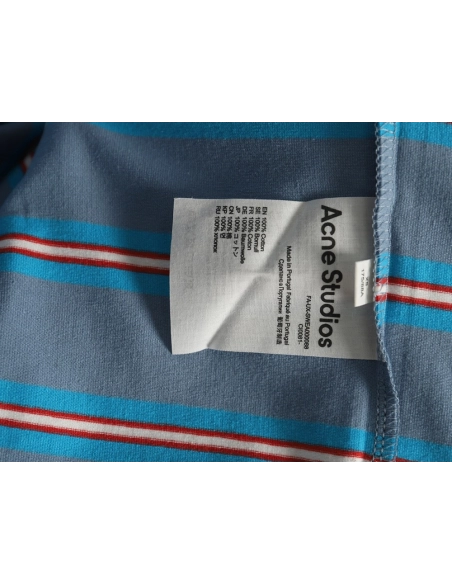Acne Studios blue striped fake twopiece smiley longsleeved Tshirt,Acne Studios T Shirt,Tshirt,APPAREL
