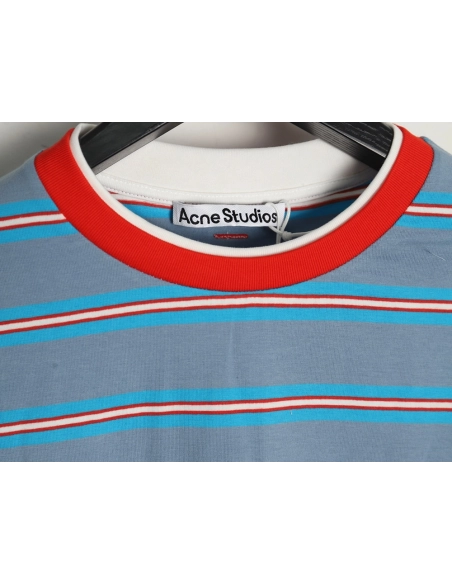 Acne Studios blue striped fake twopiece smiley longsleeved Tshirt,Acne Studios T Shirt,Tshirt,APPAREL