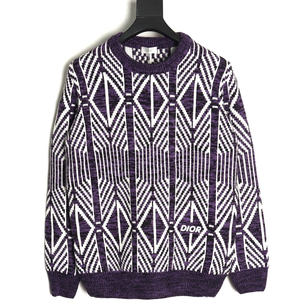 Dior jacquard geometric knit sweater,Dior Sweatshirt,Low Price High quality,legit seller