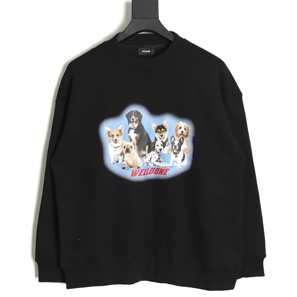 We11 Done Circle Puppy Crew Neck Sweatshirt,We11done Sweatshirt,Low Price High quality,legit seller