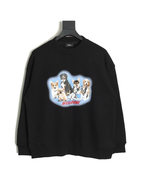 We11 Done Circle Puppy Crew Neck Sweatshirt,We11done Sweatshirt,Low Price High quality,legit seller