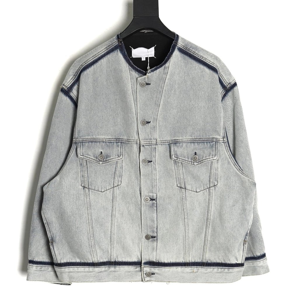 Maison Margiela collarless denim jacket,MAISON MARGIELA Jacket,Jacket,APPAREL