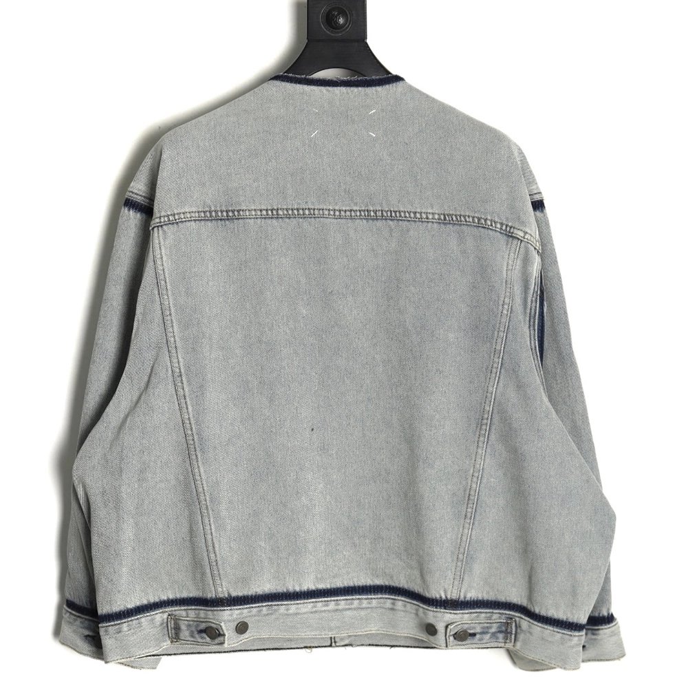 Maison Margiela collarless denim jacket,MAISON MARGIELA Jacket,Jacket,APPAREL