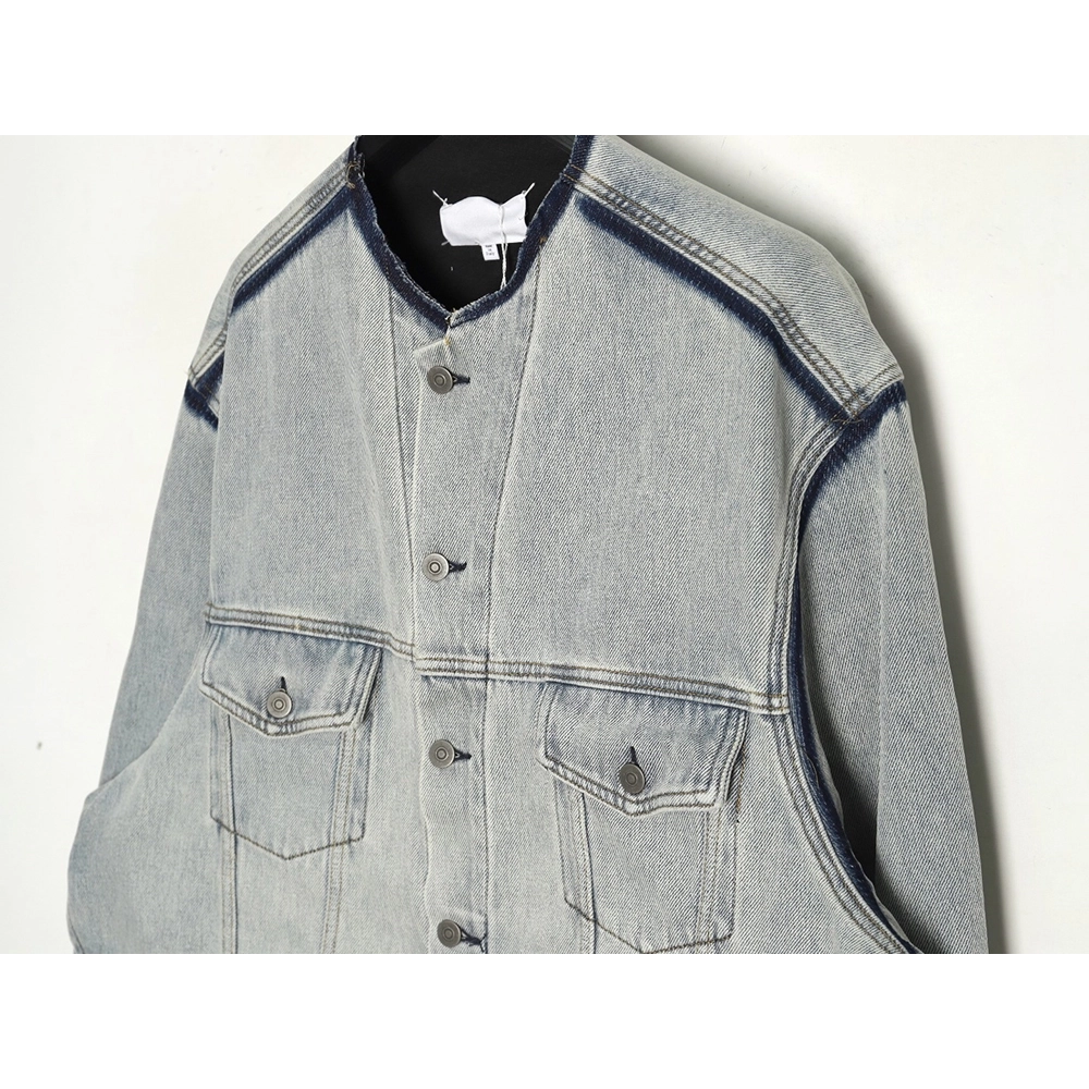 Maison Margiela collarless denim jacket,MAISON MARGIELA Jacket,Jacket,APPAREL