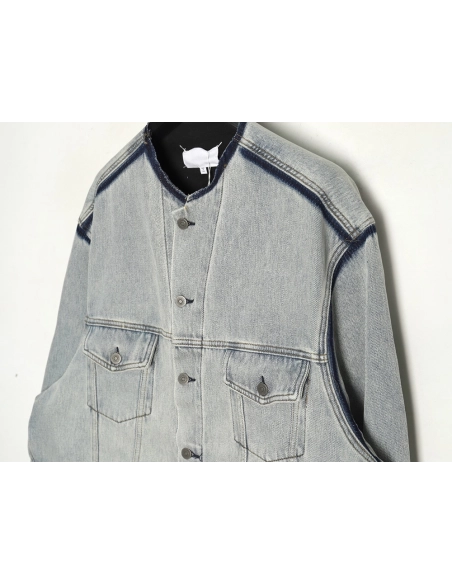 Maison Margiela collarless denim jacket,MAISON MARGIELA Jacket,Jacket,APPAREL
