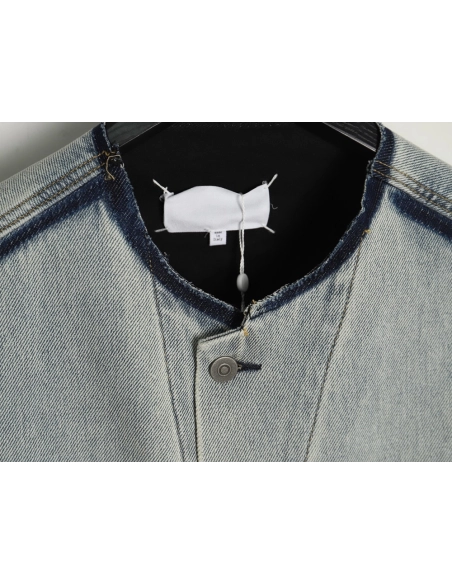 Maison Margiela collarless denim jacket,MAISON MARGIELA Jacket,Jacket,APPAREL