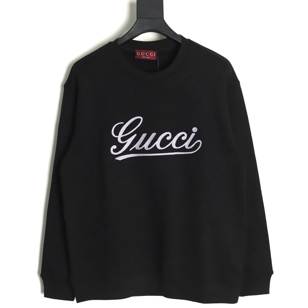 Gucci purple cursive lettering embroidered crew neck sweatshirt,Gucci Sweatshirt,Low Price High quality,legit seller