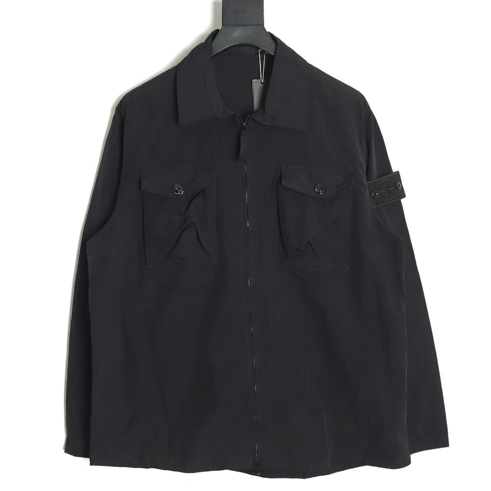 Stone Islands Arm Badge MultiPocket ZipUp Jacket,Stone Island Jacket,Jacket,APPAREL