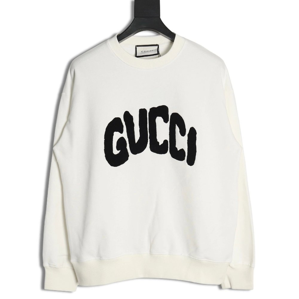Gucci Towel Embroidery Lettering Crew Neck Sweatshirt,Gucci Sweatshirt,Low Price High quality,legit seller