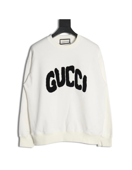 Gucci Towel Embroidery Lettering Crew Neck Sweatshirt,Gucci Sweatshirt,Low Price High quality,legit seller