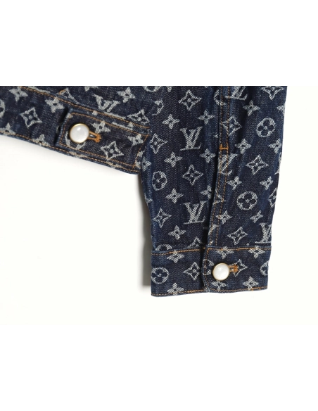 Louis Vuitton allover jacquard pearl button denim jacket,Louis Vuitton Jacket,Jacket,APPAREL