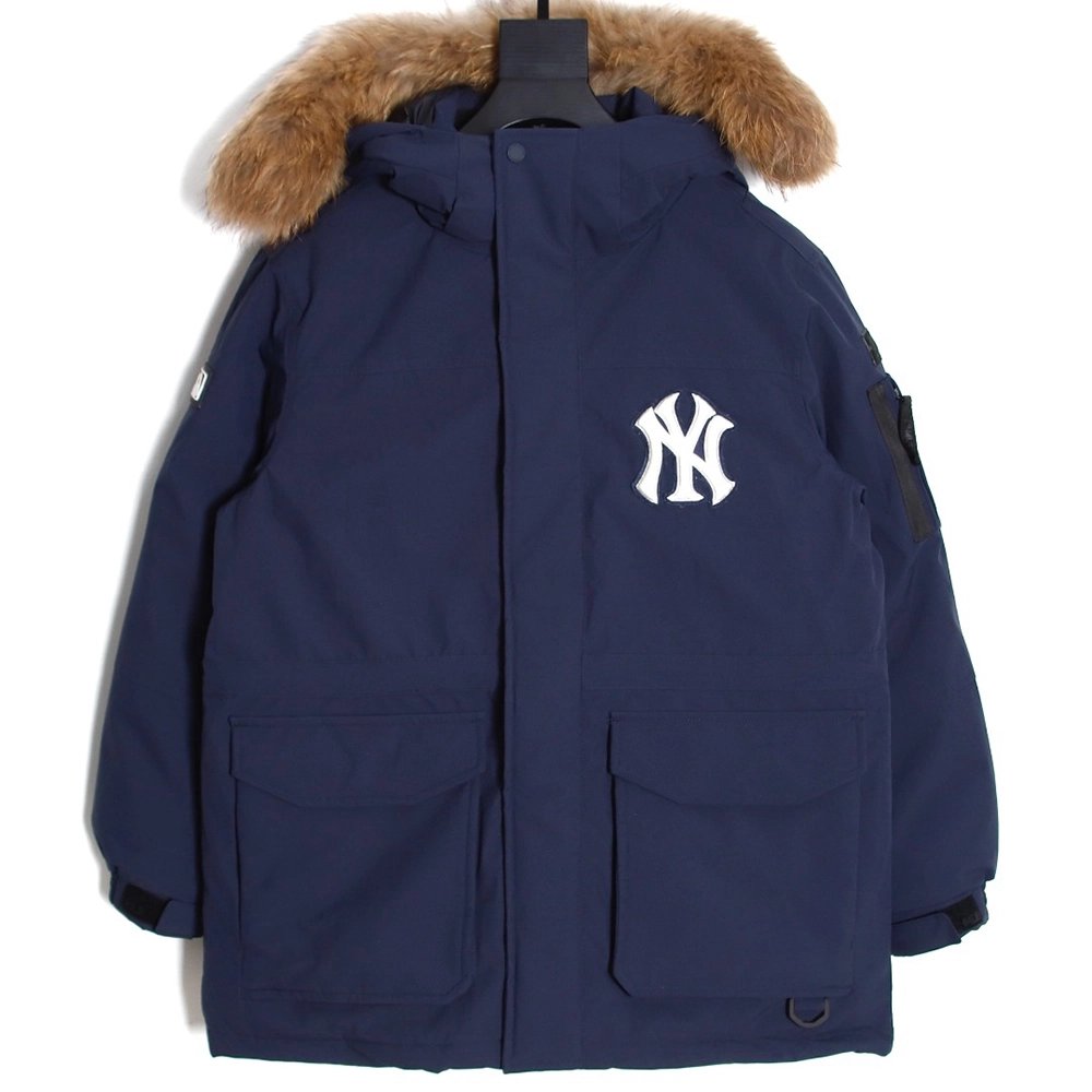MLB embroidered logo fur collar hooded down jacket,MLB Jacket,Jacket,APPAREL