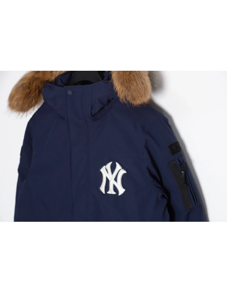 MLB embroidered logo fur collar hooded down jacket,MLB Jacket,Jacket,APPAREL