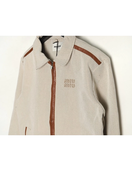 Miu Miu canvas panelled double zip jacket,buy cheap,low price and discount Miu Miu