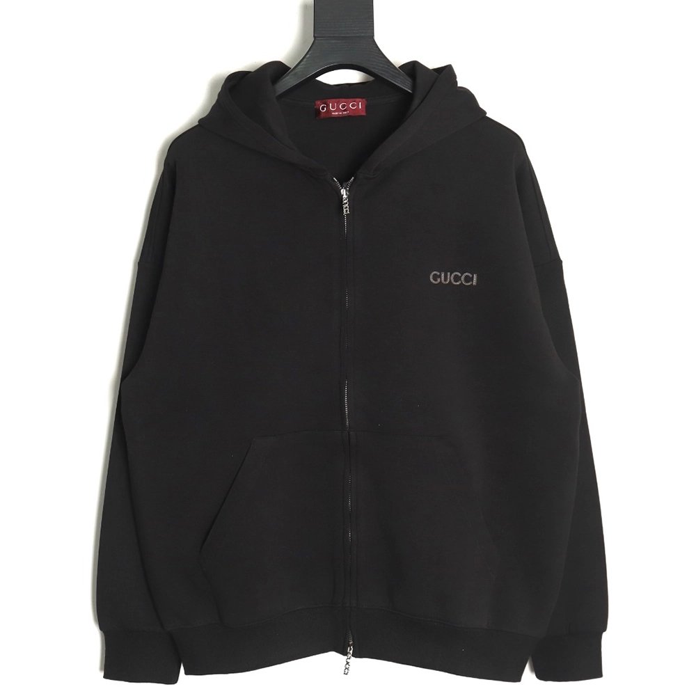 Gucci small slogan embroidered space cotton zipup hoodie,buy cheap,low price and discount Gucci